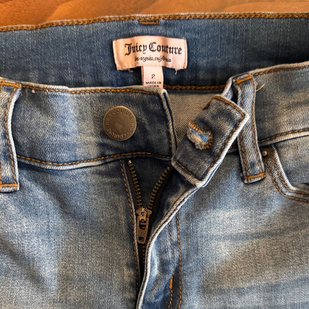 Juicy Couture Faded Light Blue Denim Bermuda Shorts - Picture 2 of 4